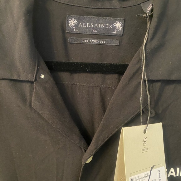 Allsaints Mens Black Underground London Button Down Short Sleeve Shirt NEW XL - Picture 14 of 16